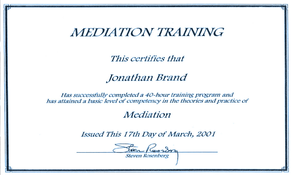 Jonathan Brand Mediator owns Brand Mediation Services